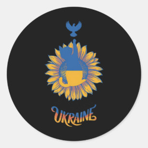 Peace In Ukraine Dove And Cat Stand With Ukraine Z Classic Round Sticker
