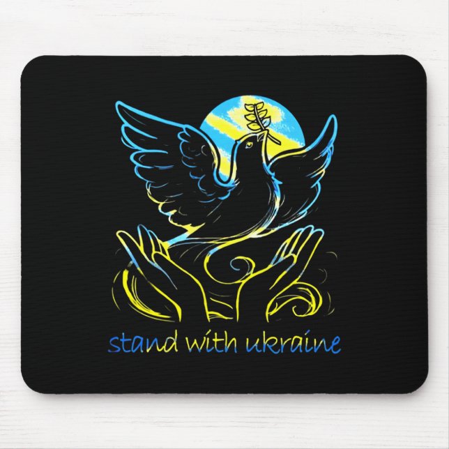 Peace In Ukraine Dove. Stand With Ukraine. Support Mouse Pad (Front)