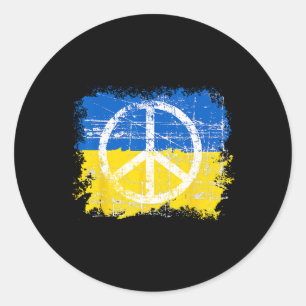 Peace In Ukraine Flag Crest Ukraine Shirt Peace Classic Round Sticker