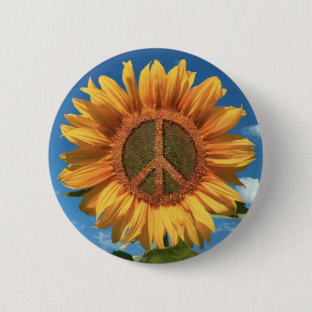 Peace in Ukraine Sunflower Button (Front)