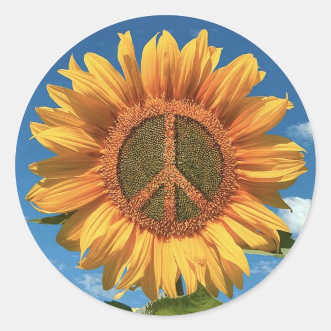 Peace in Ukraine Sunflower Sticker (Front)