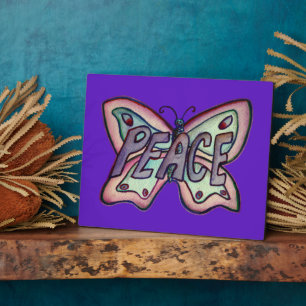 Peace Inspirational Butterfly Painting Gift Plaque