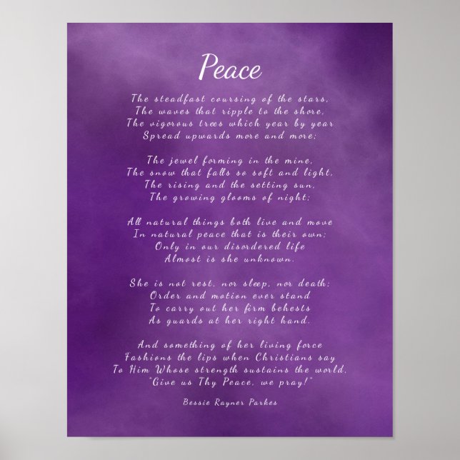 Peace, Inspirational Nature Poem Poster (Front)