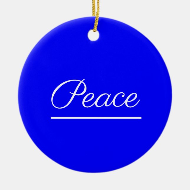 Peace is Good:  Blue Ceramic Tree Decoration (Front)