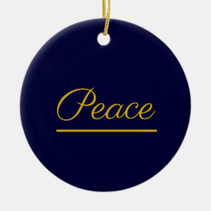 Peace is Good:  Dark blue Ceramic Tree Decoration