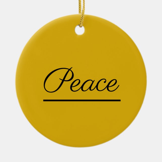 Peace is Good:  Dark Gold-coloured Ceramic Tree Decoration (Front)