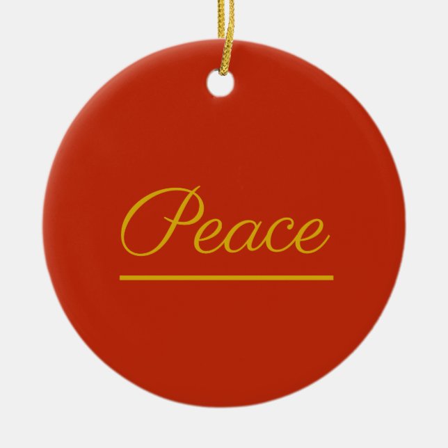 Peace is Good:  Red Ceramic Tree Decoration (Front)