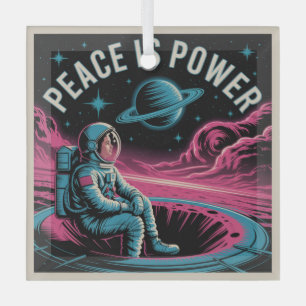 Peace Is Power Glass Tree Decoration