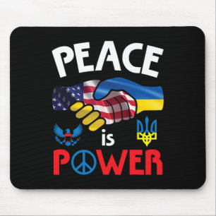 Peace Is Power Handshake Usa Ukraine Unity Togethe Mouse Pad