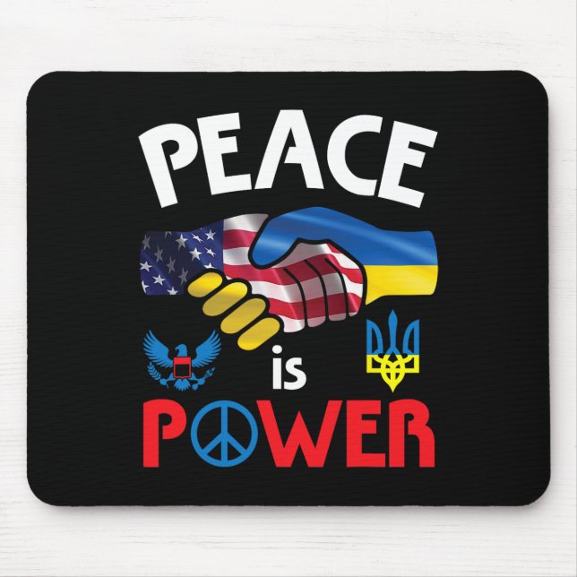 Peace Is Power Handshake Usa Ukraine Unity Togethe Mouse Pad (Front)