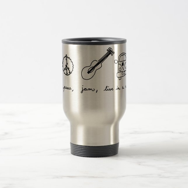 Peace, Jam, Live in a Van Travel Mug (Center)