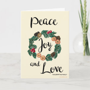 Peace, joy and love. Customisable Holiday Card