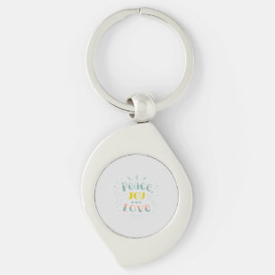 Peace Joy and Love Typography Metal Keychain