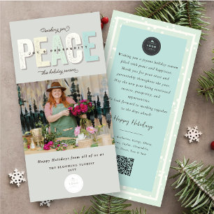 Peace Joy And Prosperity Typography Photo Business Holiday Card