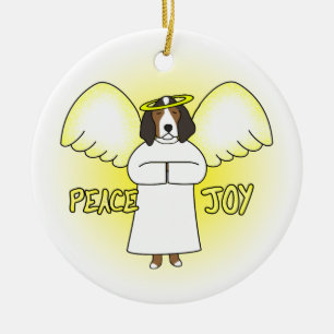 Peace Joy Angel Treeing Walker Coonhound Christmas Ceramic Tree Decoration