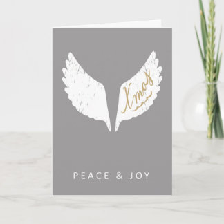 peace & joy angel wings xmas card