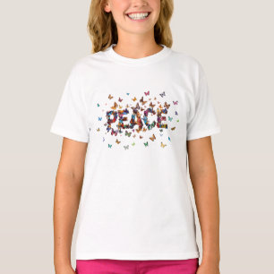 PEACE Joy Butterfly Print   Colorful Inspirational T-Shirt