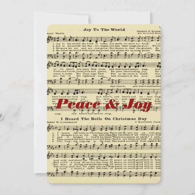 Peace & Joy Christmas Music Greeting Card (Front)