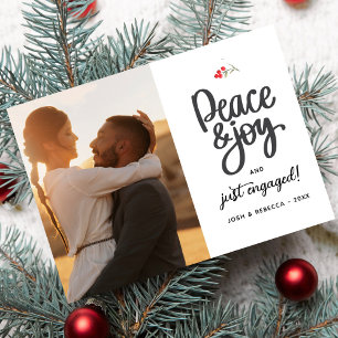 Peace, Joy & Engaged, 2 Photos Custom  Holiday Card