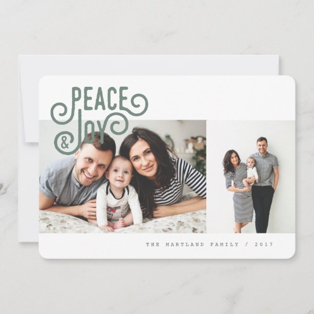 PEACE + JOY(FOREST GREEN) HOLIDAY CARD (Front)