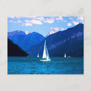 peace joy fun and happy switzerland lake of brienz holiday postcard