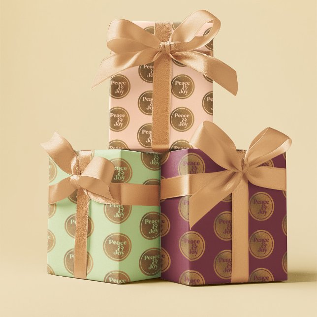 Peace & Joy, Gold Pink Green Burgundy Christmas Wrapping Paper Sheet (Peace & Joy: Gold, Pink, Green, and Burgundy Christmas Wrapping Paper Sheets)