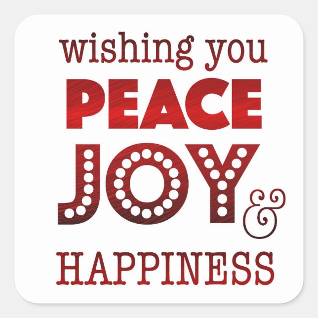 Peace, joy & happiness stickers for holiday card (Front)