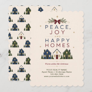 Peace Joy Happy Homes Realtor Client Christmas Holiday Card
