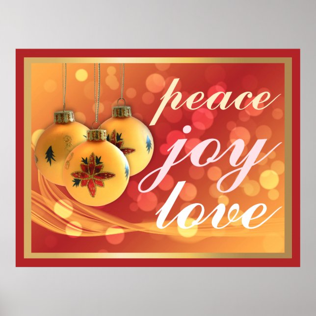 Peace Joy Love Christmas Blessings Festive Red Poster (Front)