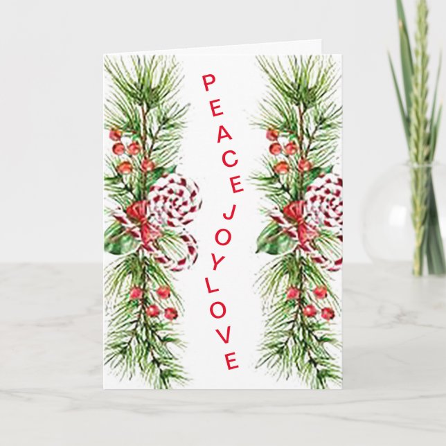Peace, Joy, Love Christmas Greeting Card (Front)