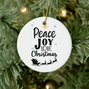 Peace Joy Love Christmas   Modern Santa Sleigh  Ceramic Tree Decoration
