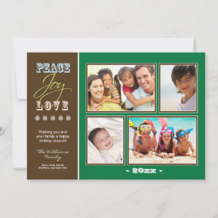 Peace-Joy-Love Family Holiday Photocard (green) Card