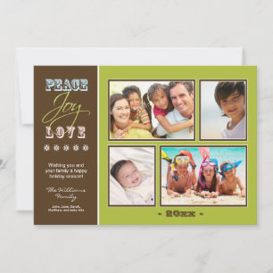 Peace-Joy-Love Family Holiday Photocard (olive) Card