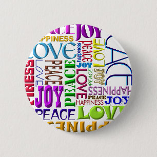 Peace Joy Love Happiness 6 Cm Round Badge