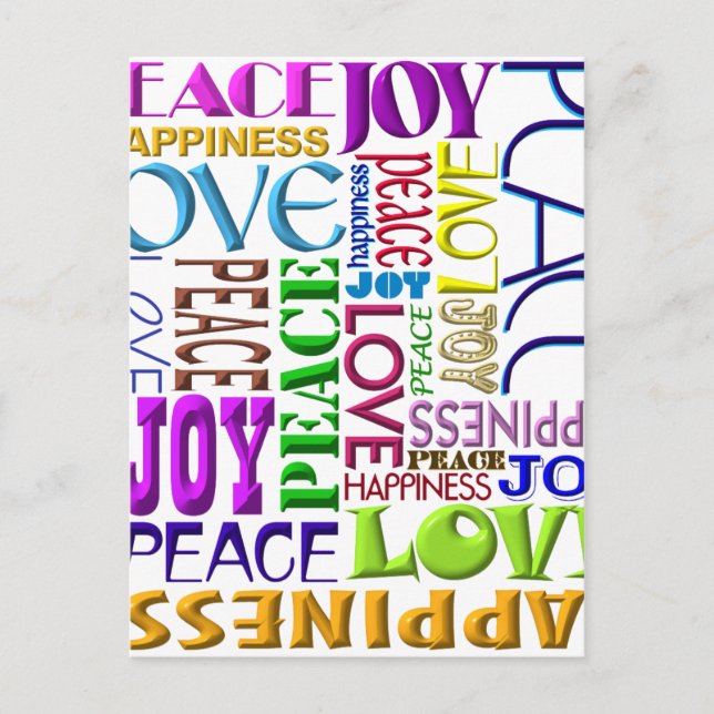 Peace Joy Love Happiness Holiday Postcard (Front)