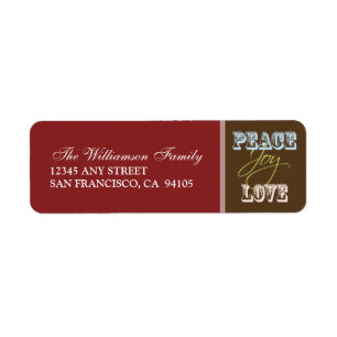 Peace-Joy-Love Holiday Address Labels (red)