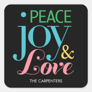 Peace Joy & Love Holiday Gift Stickers