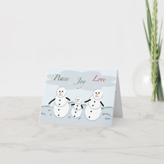 Peace Joy Love Holiday Snowmen Card