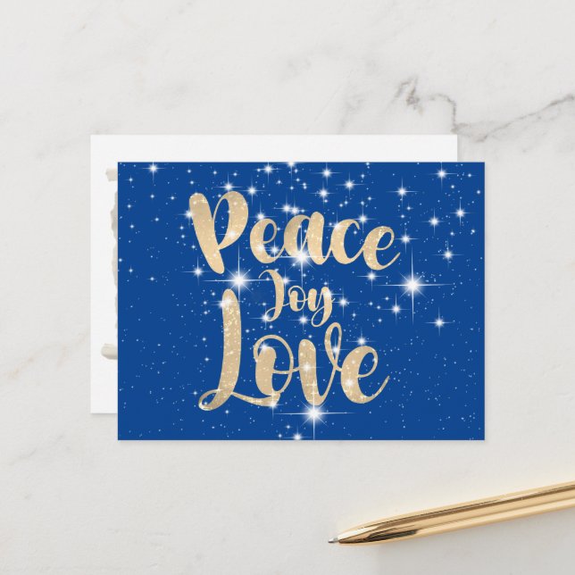 Peace Joy Love In Stars  Holiday Postcard (Front/Back In Situ)