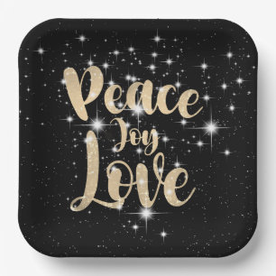 Peace Joy Love In Stars  Paper Plate