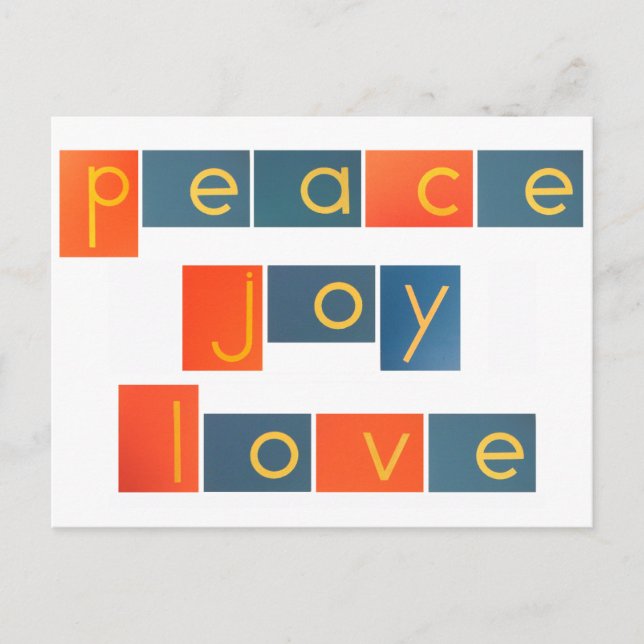 PEACE JOY LOVE Sandpaper Letters Holiday Postcard (Front)