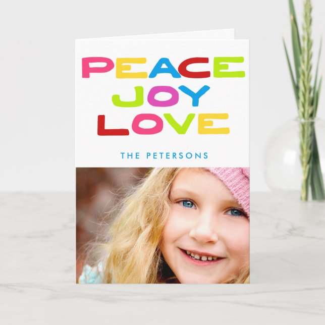 Peace Joy Love Trendy Holiday Photo Christmas (Front)
