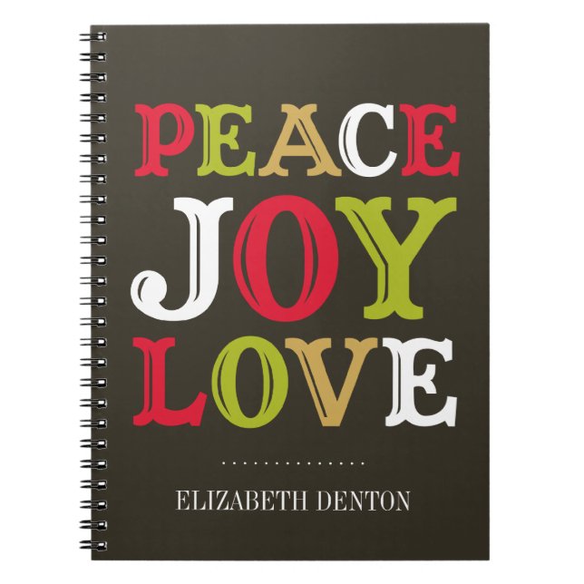 PEACE JOY LOVE typography holiday personal journal (Front)