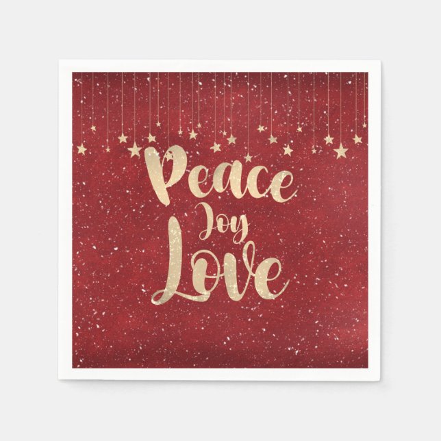 Peace Joy Love with Stars  Napkin (Front)