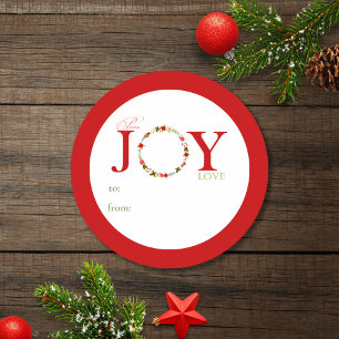 Peace Joy Love Wreath Christmas Gift Tag