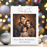 Peace & Joy | Picture Personalised Christmas Holiday Card<br><div class="desc">Peace and Joy. Wishing your family a Merry Christmas and Happy New Year personalised holiday photo card. Upload a picture of your family, children, you and your spouse or a pet onto this personalised Christmas card, then edit the text on the back to add your own personalised message. Cute bows...</div>