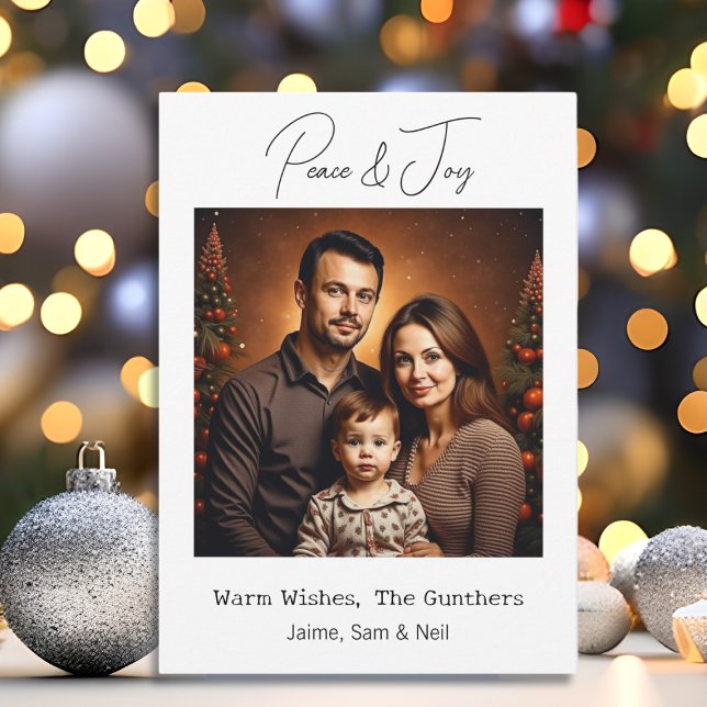 Peace & Joy | Picture Personalised Christmas Holiday Card (Creator Uploaded)