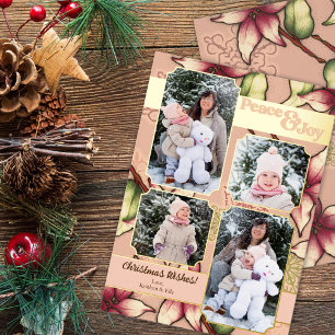 Peace & Joy, Pink and Gold Poinsettia Photo