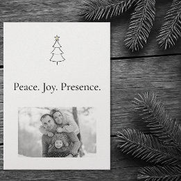 Peace. Joy. Presence. Minimalist Photo Christmas Holiday Card