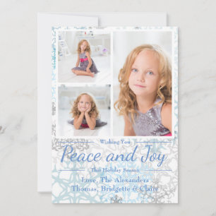 Peace & Joy Snowflakes 3 Photos - Christmas Card